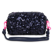 Back of the Billieblush navy sequin bag.