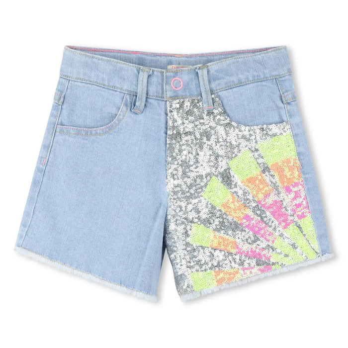 Billieblush girl's sequin denim shorts - u20890.