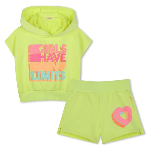 Billieblush girl's yellow sleeveless hoodie set - u20846.