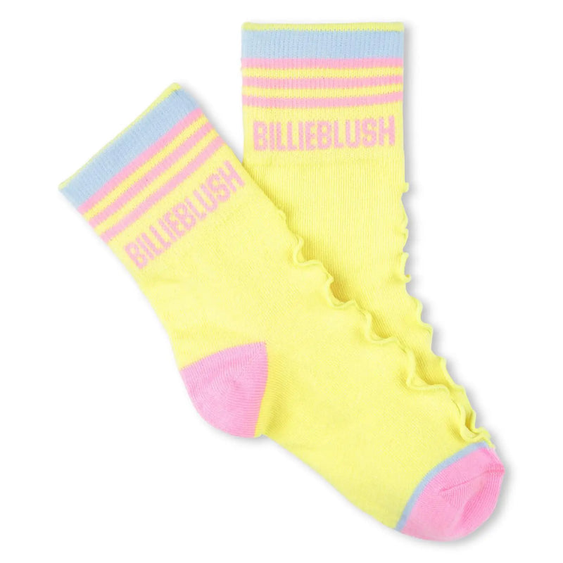 Pair of bright yellow Billieblush socks.