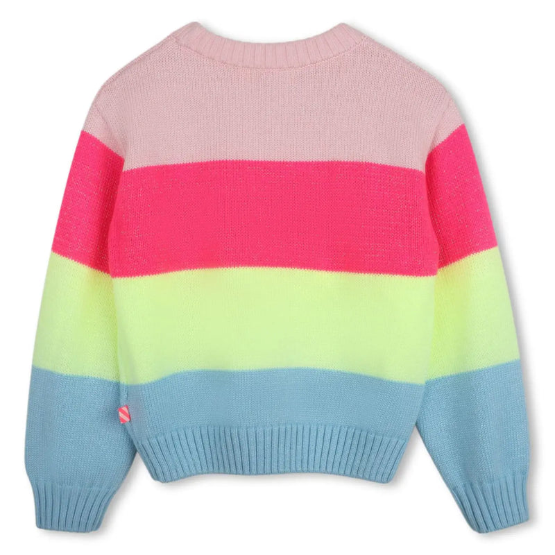 Rear view of the Billieblush striped jumper.