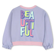 Billieblush sweatshirt with colourful slogan on the back.