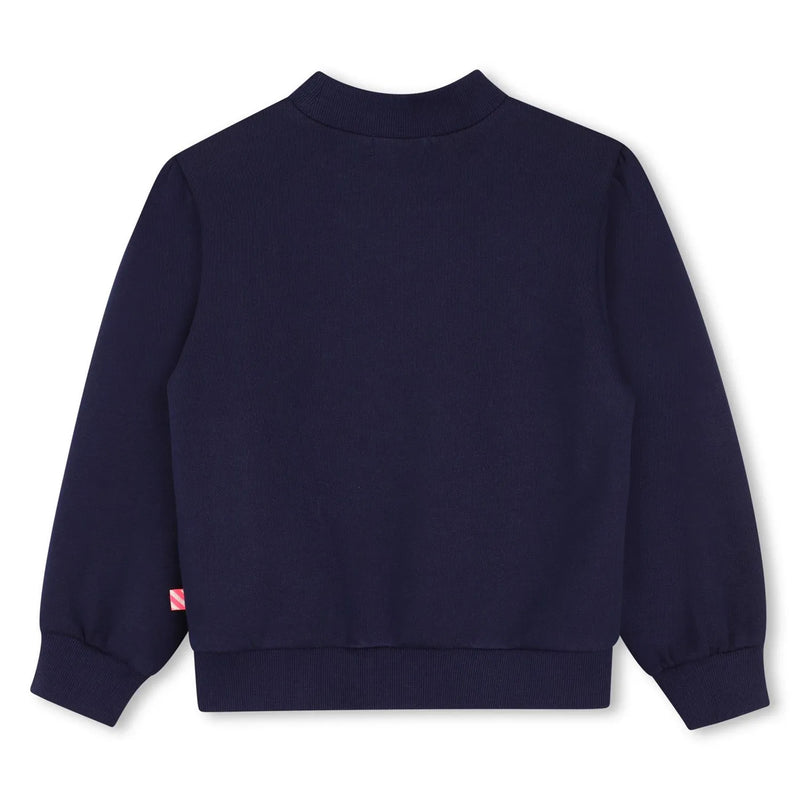 Back of the Billieblush navy sweatshirt.