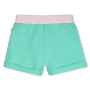 Rear view of the Billieblush green track shorts.