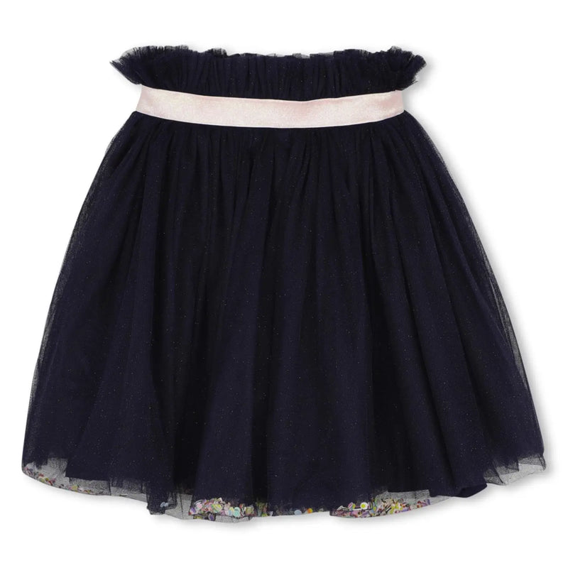 Back of the Billieblush navy tulle skirt.