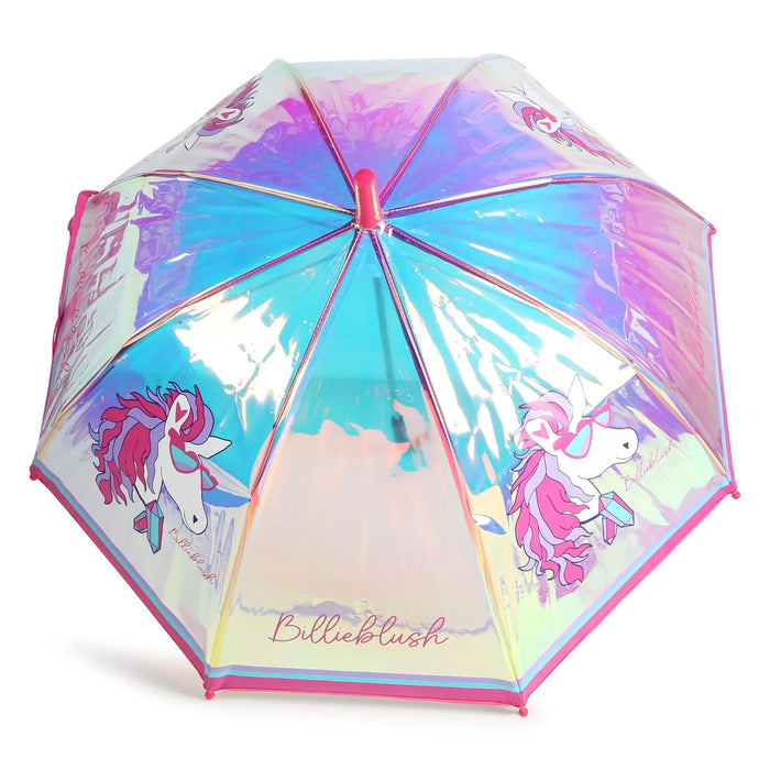 Billieblush umbrella with iridescent finish.