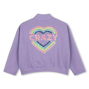 Billieblush zip up sweatshirt with sequin heart logo on the back.