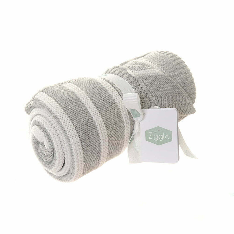 Ziggle Baby Blanket Grey & White Stripes