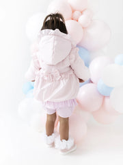Back of the Blues Baby pink ostra coat.