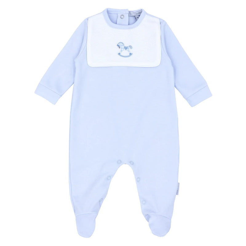 Blues Baby boy's blue rocking horse babygrow - bb1033.