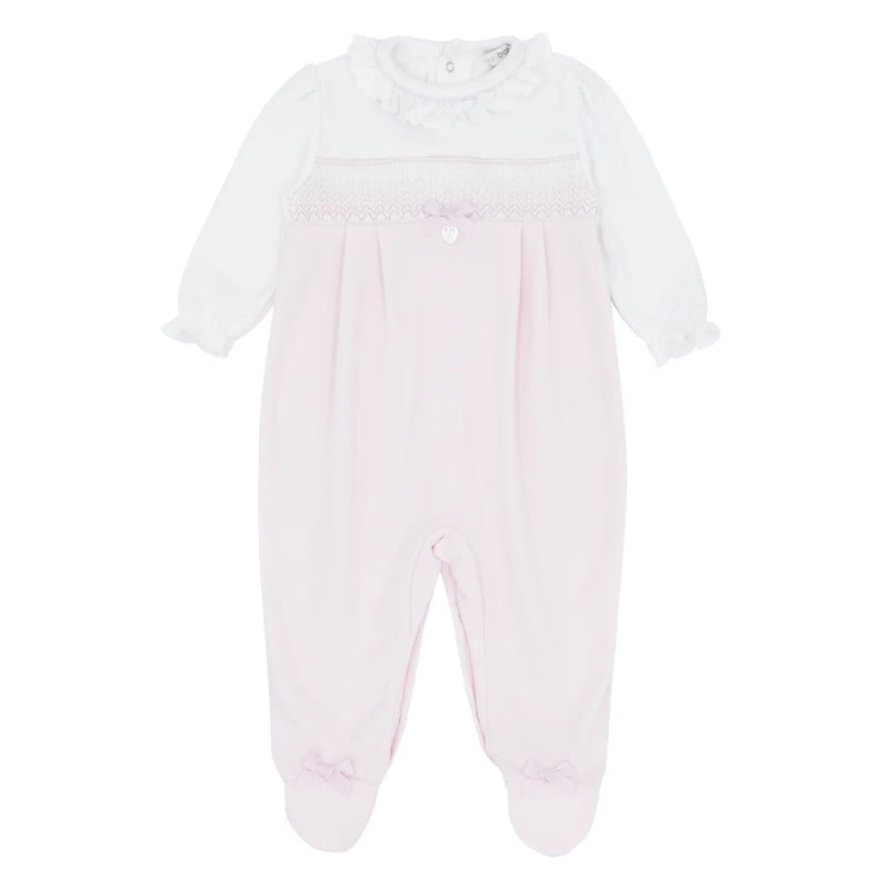 Blues Baby girl's pink smocked babygrow - bb1807.