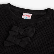 Closer look at the Boboli bow sweater showing detail of the two bows on the chest.