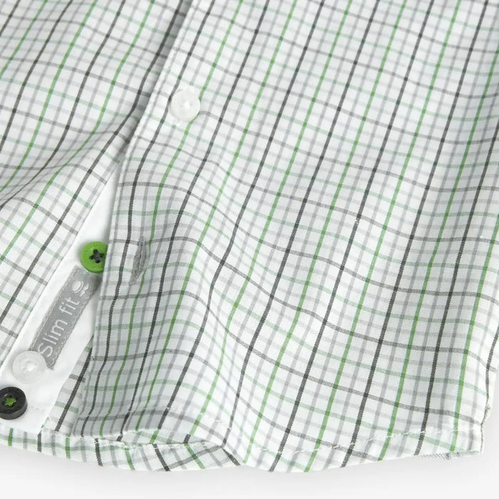 Closer view of the Boboli check shirt.