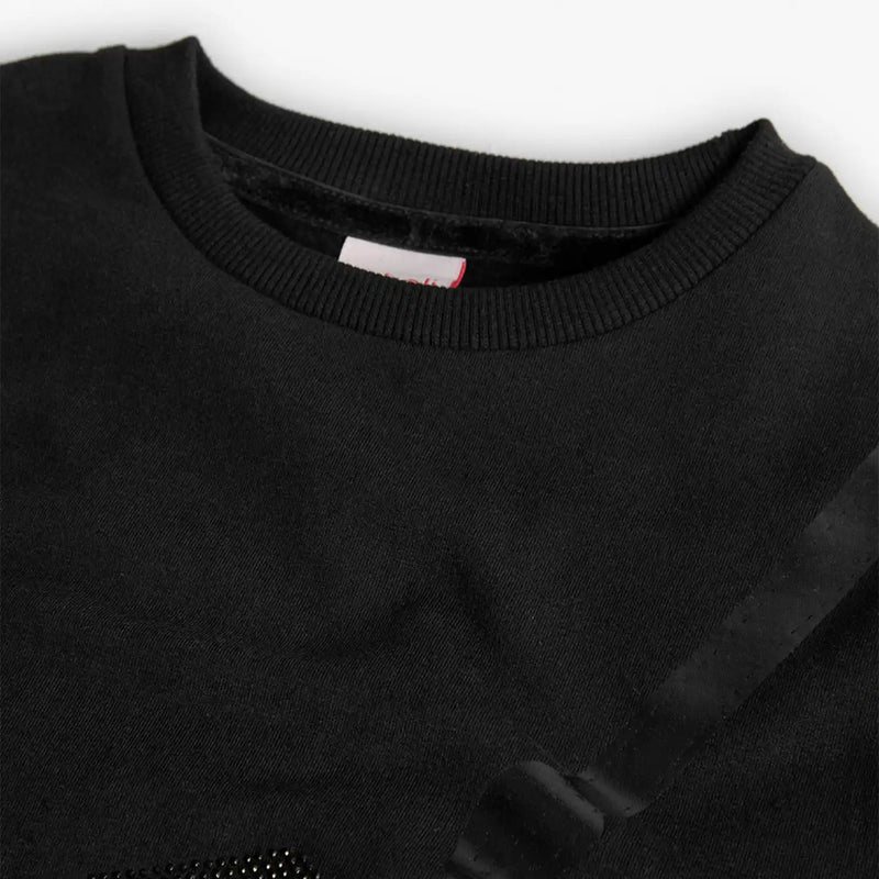 Boboli black dress with glittery handbag design.