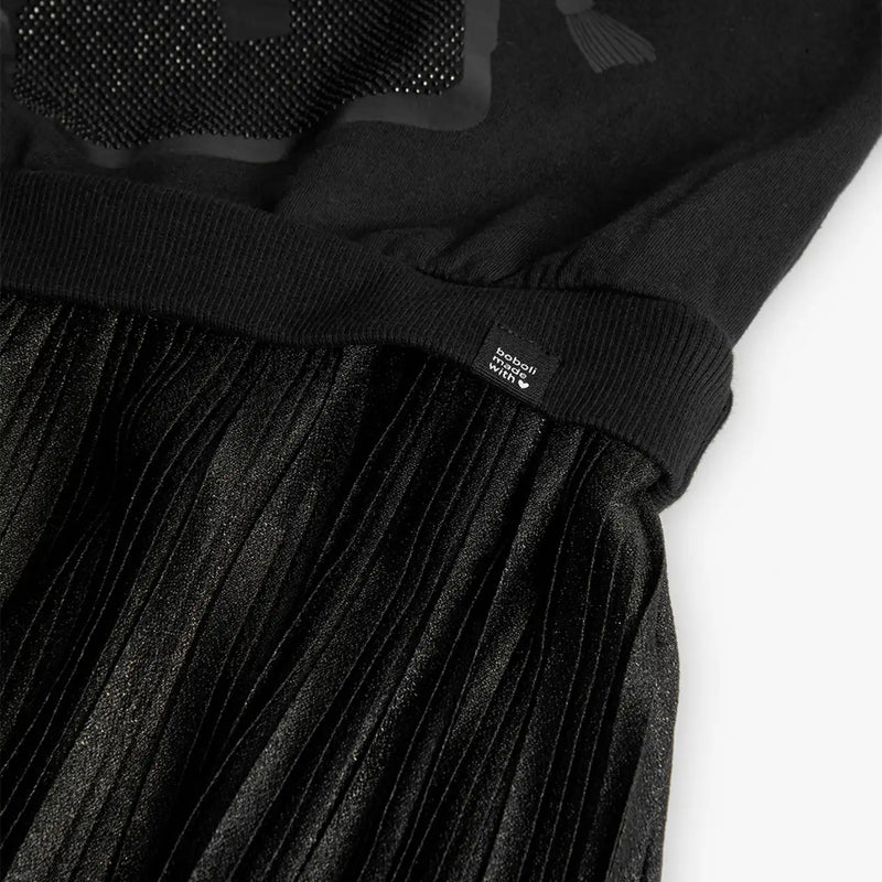 Closer look at the Boboli combined dress showing detail of the pleated skirt