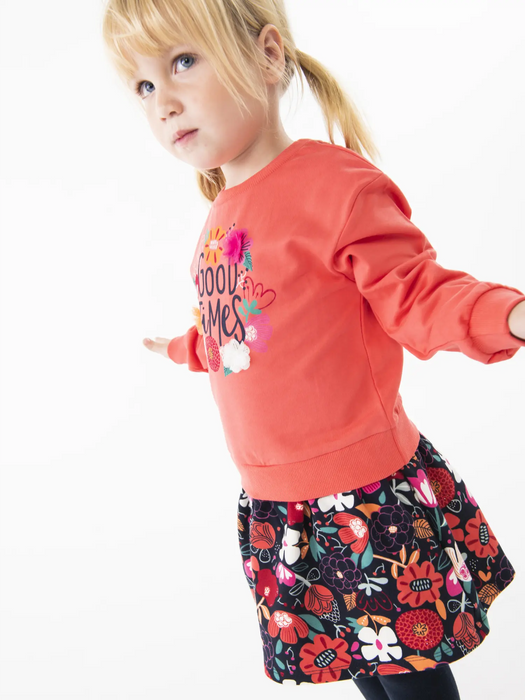 Girl modelling the Boboli combined dress & tights.