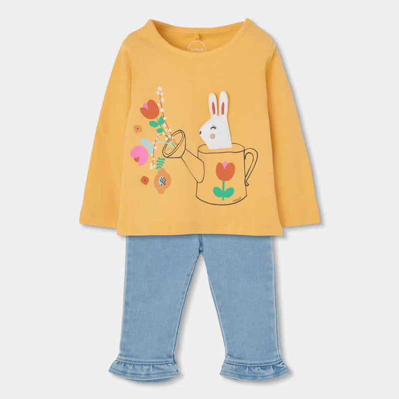 Boboli baby girl's denim leggings set - 143008.