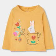 Baby girl's sunny yellow long sleeve t-shirt. 