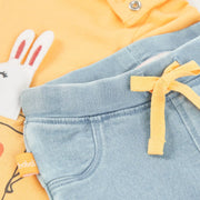 Closer look at the Boboli denim leggings set.