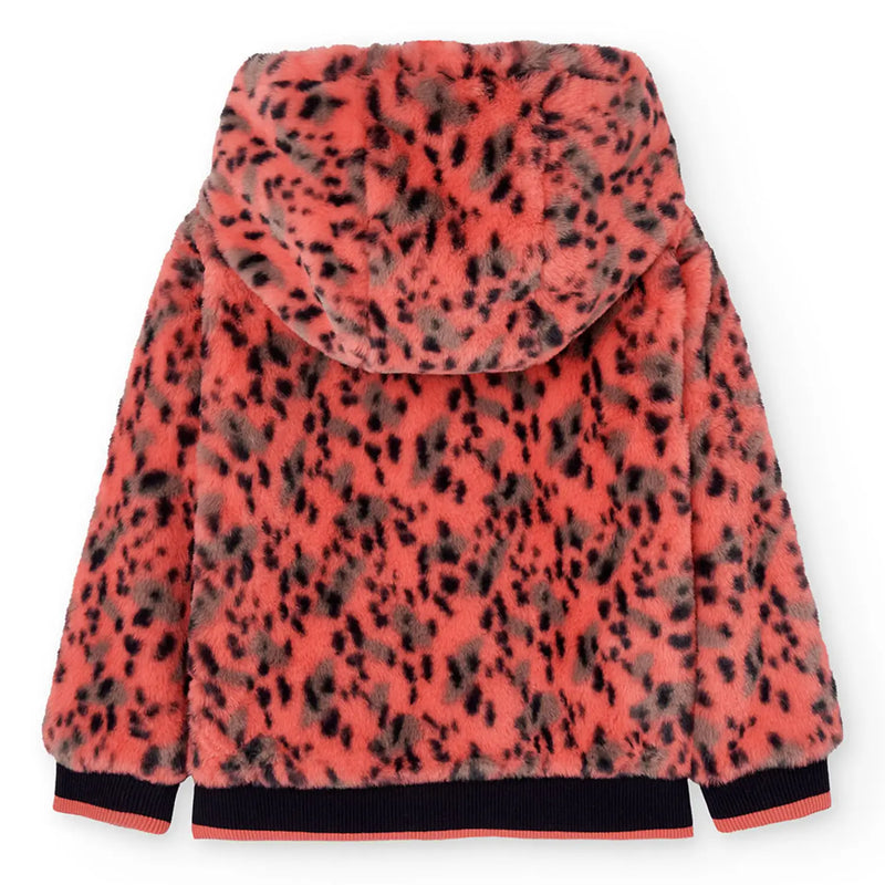 Back of the Boboli orange faux fur jacket.