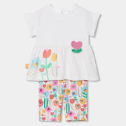 Boboli baby girl's floral print leggings set - 143075.