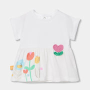 Boboli baby girl's white t-shirt. 