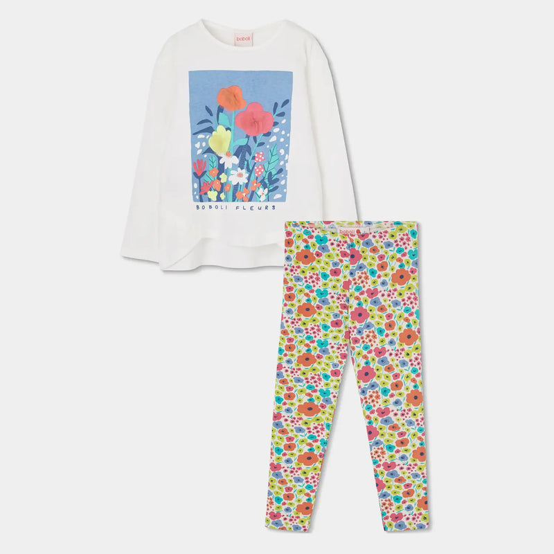 Boboli girl's floral print leggings set - 313029.