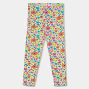 Girl's full length floral print leggings. 