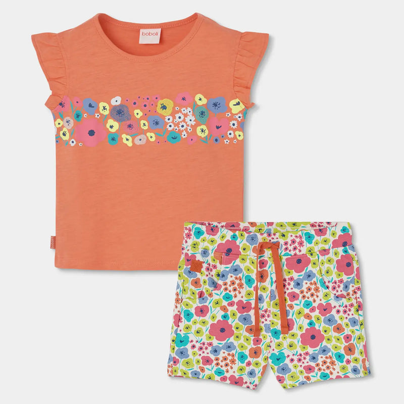 Boboli girl's floral print shorts set - 313052.