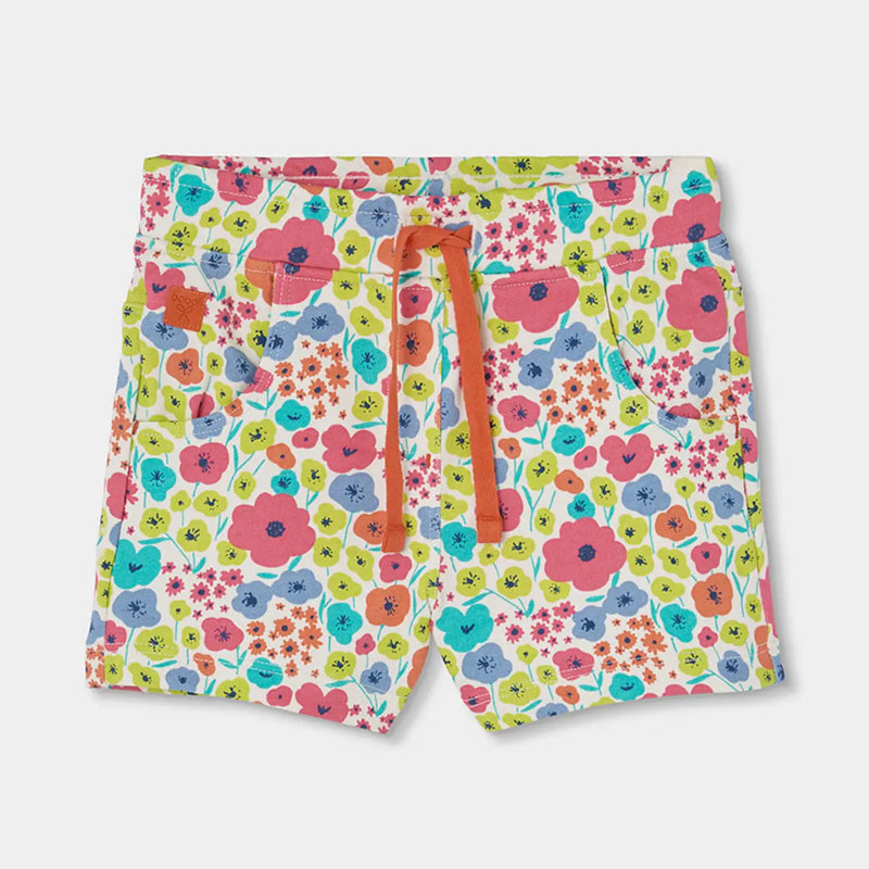 Girl's floral print track shorts. 