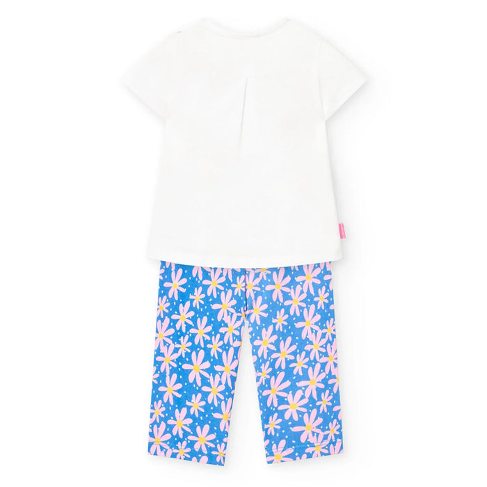 Back of the Boboli girl's daisy leggings set.