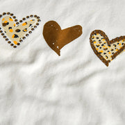 Closer look at the Boboli heart t-shirt showing detail of the rhinestone heart logo