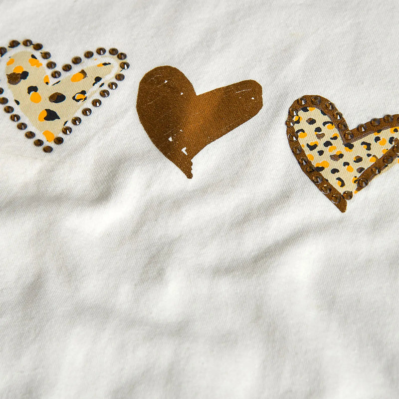 Closer look at the Boboli heart t-shirt showing detail of the rhinestone heart logo