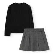 Rear view of the Boboli jacquard skirt set.