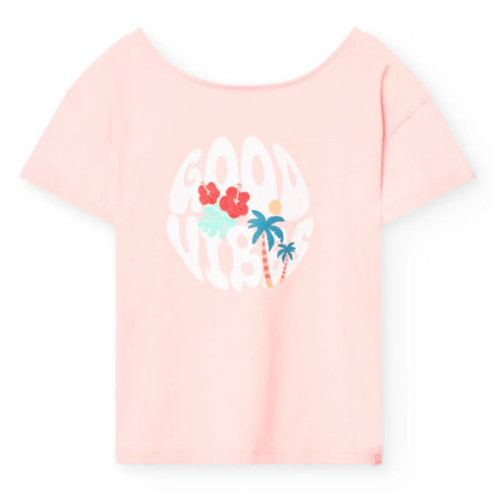 Boboli girl's pink logo t-shirt - 431031.