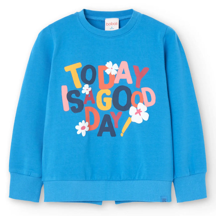 Boboli girl's bright blue sweatshirt..