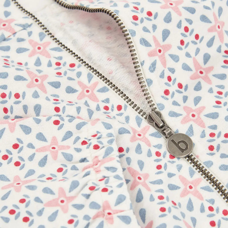 Boboli patterned hoodie with logo zipper tag.