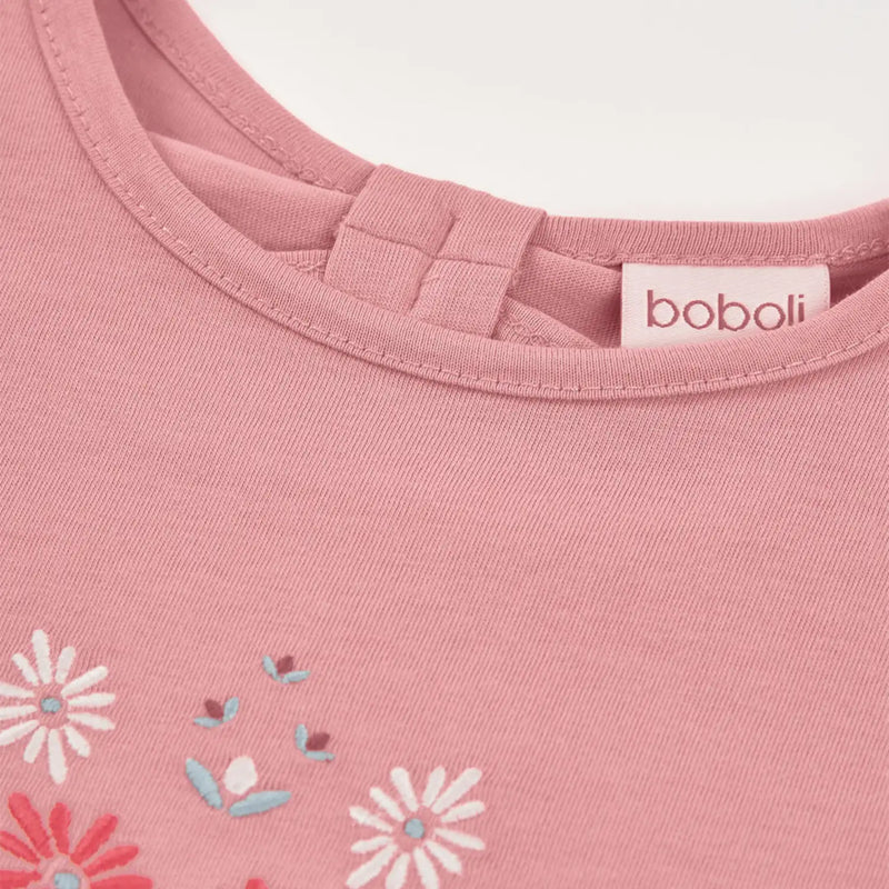 Boboli girl's t-shirt with embroidered flower design.