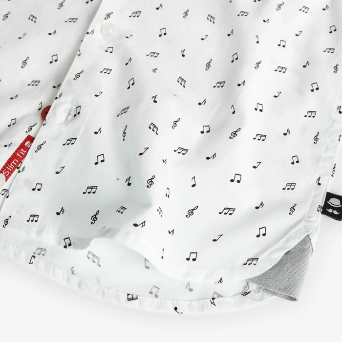 Closer view of the Boboli printed shirt.