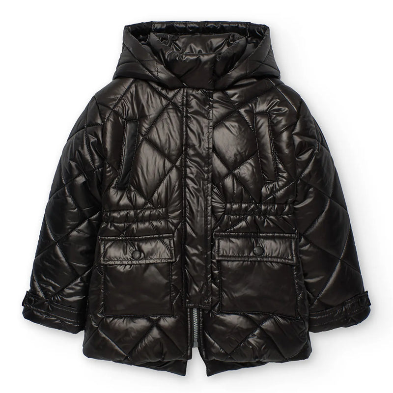 Boboli girl's black puffer jacket - 422200.