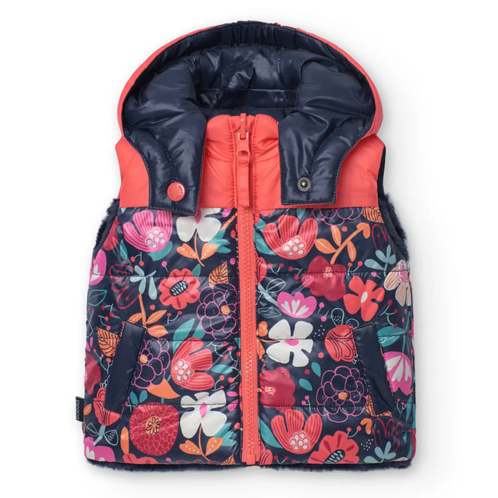 Boboli reversible gilet with floral print side.