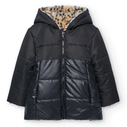 Black side of the reversible parka.