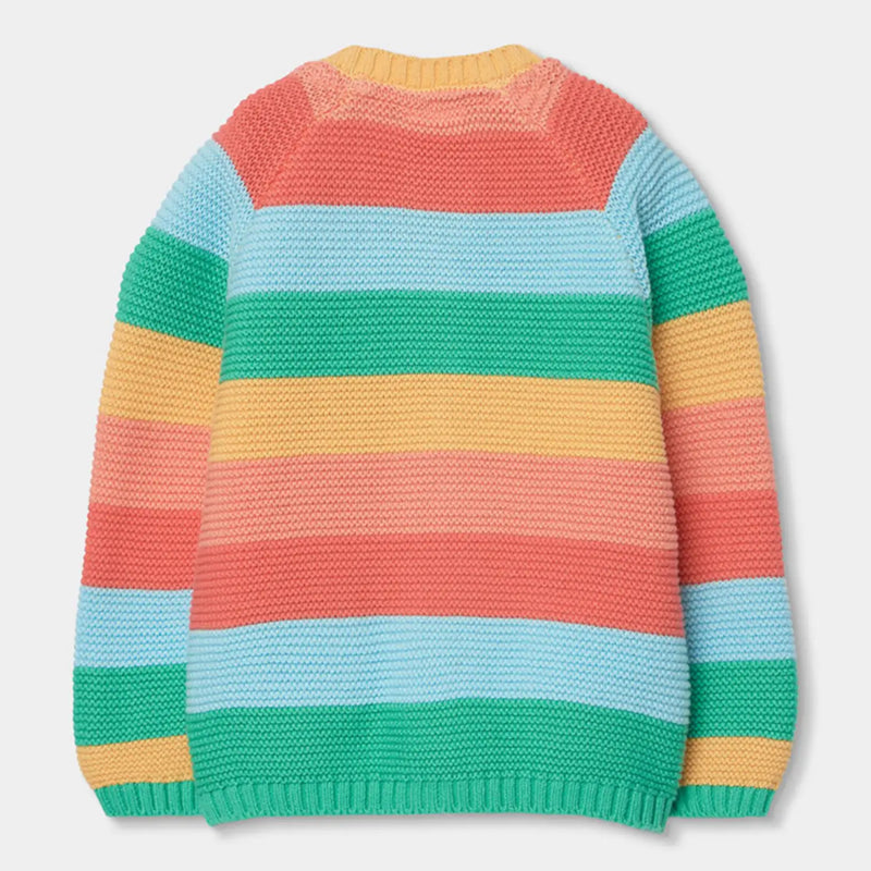 Rear view of the Boboli striped cardigan.