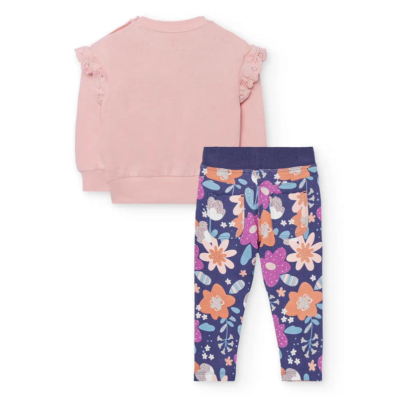 Back of the Boboli pink floral tracksuit.