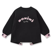 Bonini girl's black groove sweatshirt - bna304.
