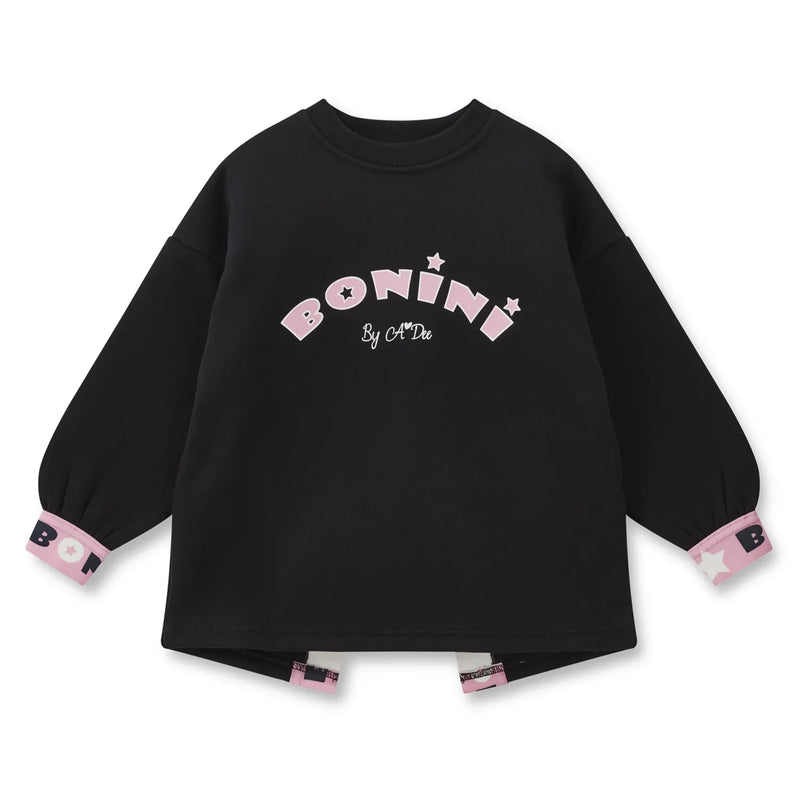 Bonini girl's black groove sweatshirt - bna304.