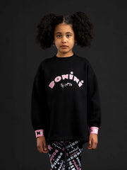 Girl modelling the Bonini groove sweatshirt.