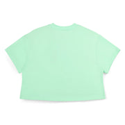 Back of the Bonini green shine cropped t-shirt.