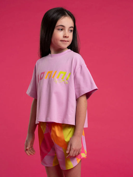 Closer view of the Bonini shine cropped t-shirt.