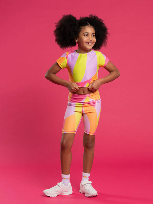 Girl modelling the Bonini soul bicycle shorts.